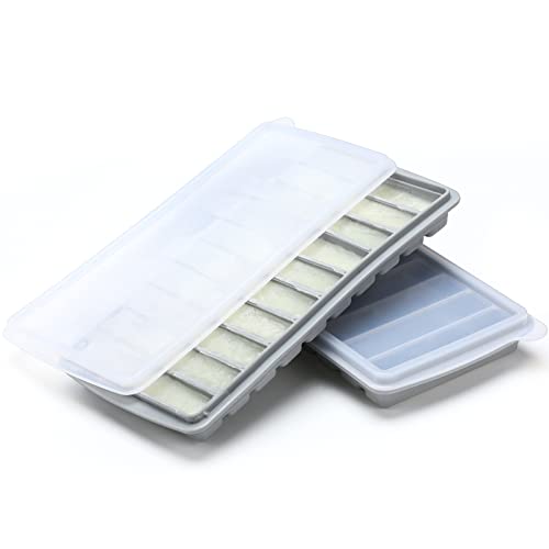 Image of Eaasty 2 Pieces Breastmilk Storage Container Baby Food Milk Silicone Freezer Trays with Lid Breastmilk Freezer Tray Organizer Ice Trays Silicone Storage Bag Tray 10-1 oz Bars(Gray)