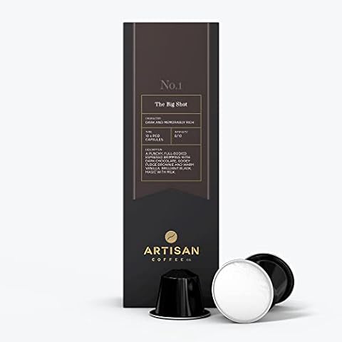 Artisan Coffee Co. The Big Shot Coffee Pods | Premium Specialty Coffee With Notes of Dark Chocolate, Fudge and Vanilla | Medium Roast, 8/10 Strength | 100% Arabica | 10 Pack Cover