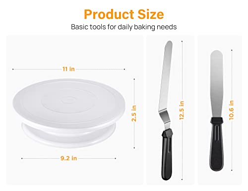 Kootek 69pcs Cake Decorating Supplies Kit, Cake Decorating Set with Cake Turntable Stand, 12 Numbered Icing Piping Tips, 50 Pastry Bags, Straight & Angled Spatula, 3 Scraper & Other Baking Supplies