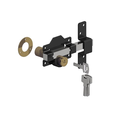 GATEMATE Premium Long Throw Lock - Double Locking Stainless Steel/Black 2 (50mm)