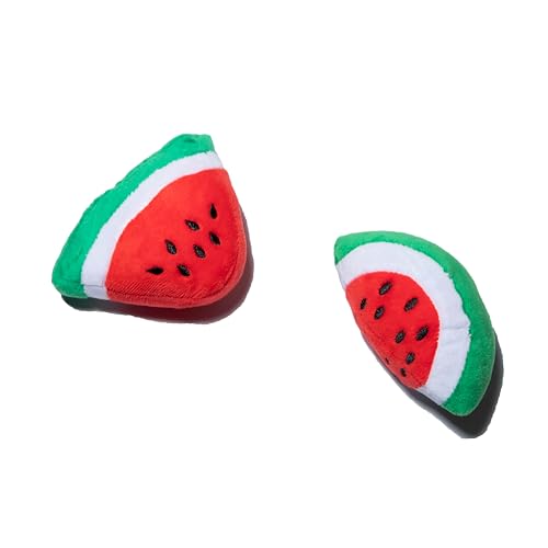 Glow Pups Dog Toy Watermelon 2-Pack for Small Dogs, Plush Squeaky Dog Toys for Small Dogs, Fun Cute Design, Promotes Mental Stimulation, Keeps Puppy Entertained, Playful Peach
