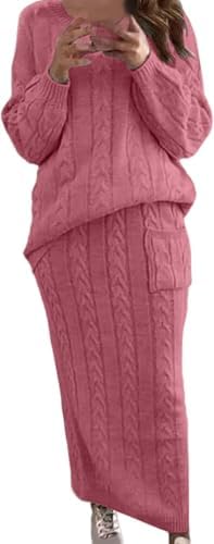 Women's Winter Casual Chunky Cable Knit Long Pencil Skirt 2 Piece...