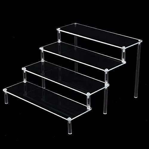 VAEHOLD Tiered Acrylic Board Spice Rack Cabinet Organizer, Step Vitamin Shelf Organizer for Kitchen,Bathroom, Pantry & Countertop, Organize Cosmetics, Perfume, Figurines (4 Tier 11''L) - Thumbnail 3