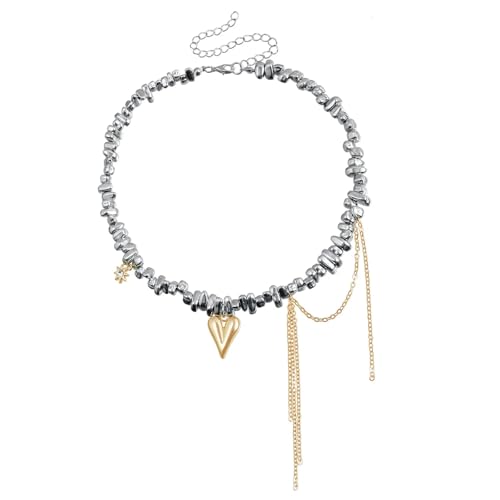 Collier perles irrégulières femme pendentif franges accessoire tendance