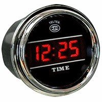 Digital Clock Gauge for Kenworth 2005 or Previous - Bezel: Chrome - LED Color: Red