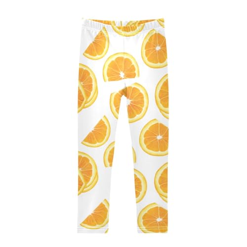 Sliced Orange Girls Leggings,Workout Leggings for Girls Toddler Athletic Legging Size for 3-10T