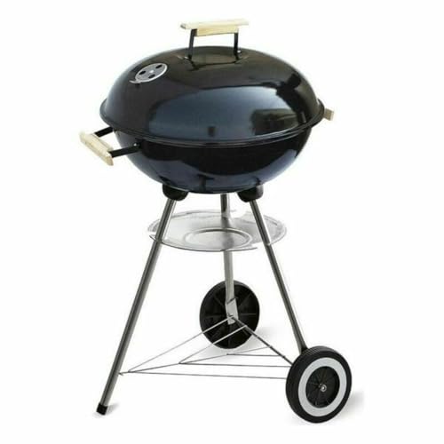 Barbecue rond 45 cm noir à roues pour cuisson charbon jardin