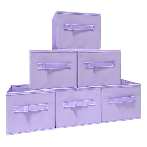 EBIGIC purple storage bins [6 Pack] 9.0\"x7.5\"x7.5\",Mini Storage Box Fabirc Foldable Closet Toy Organizer Collapsible Cloth - Thumbnail 7
