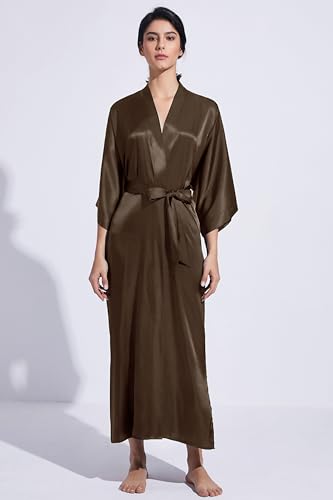 Image of PRODESIGN Satin Kimono Robe Women Long Silky Kimono Bathrobe Sleepwear Wedding Bridesmaid Robe