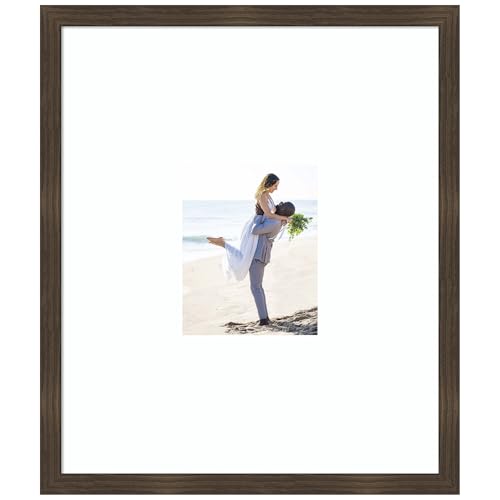 Amanti Art Picture Frame 22x26 Matted to 8x10 Photo Frame, Woodgrain Stripe Chocolate Wood Framing for Wedding Photos, Family Pictures, Diploma, Certificate, Kids Art Gift for Mom,Poster Wall Decor