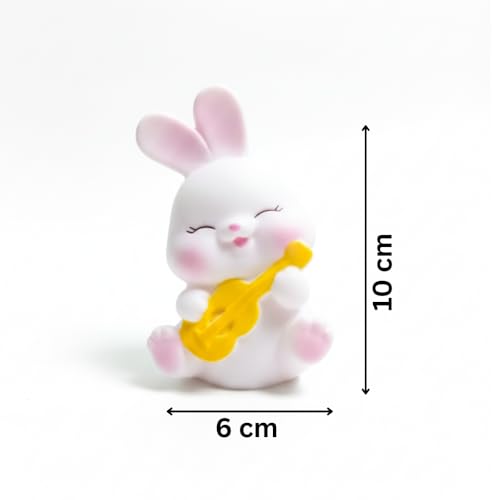 Image of Cute Guitar Rabbit Night Light Lamp - Yellow LED Decorative Lamp for Kids, Teens & Adults - Adorable Gift for Birthday, Valentine's Day, Christmas - Battery Included