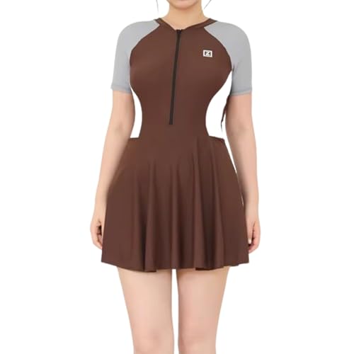 Maillot de bain une pièce sportif col montant robe de bain grande taille gainante