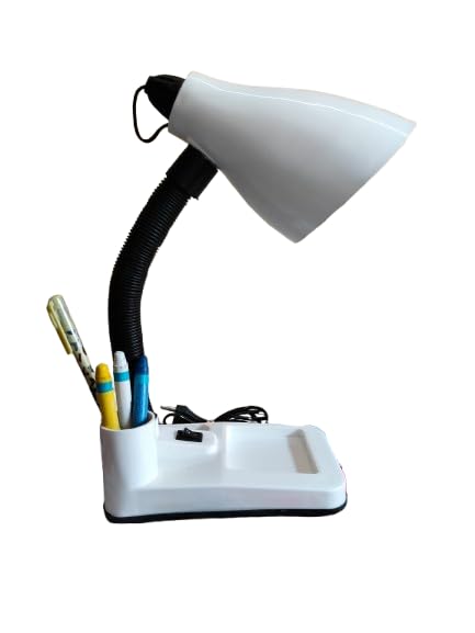 LOGRO Adjustable Neck Table Light for Students & Readers | Compact Desk Lamp for Study, Office & Bedroom Use (White) (Bulb not Included)-image-17