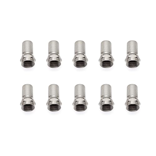 JZK 10X F conector para satélite, acoplador con microtornillo para cable coaxial RG6 antena, adaptador F macho niquelado para antena módem/decodificador TV satelital RG59