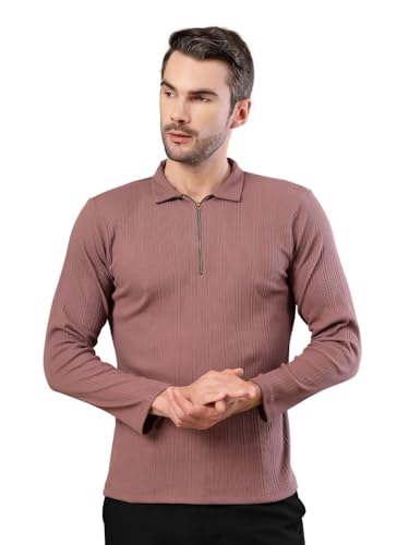 Image of Rigo Printed Casual T-Shirts for Men | Waffle Knit Solid T-Shirt for Men | Full Sleeves T-Shirts for Men