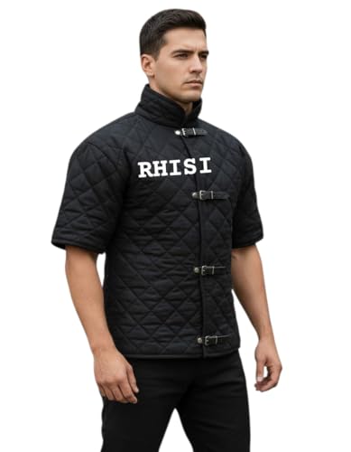 RHISI brand Renaissance Era Cotton Padded Gambeson Short Sleeve Wear Adult Size Black Color new box packing New (large 50x32x12 in)