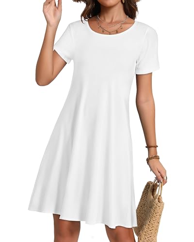 Image of JOLIGAL Summer Dresses for Women Casual Short Sleeve Sundress Scoop Neck Beach T Shirt Dress with Pockets 2026