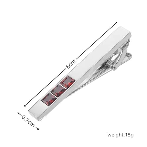 Clip de corbata rojo y cobre con cristal liso de alta costura para ropa de trabajo masculina 4