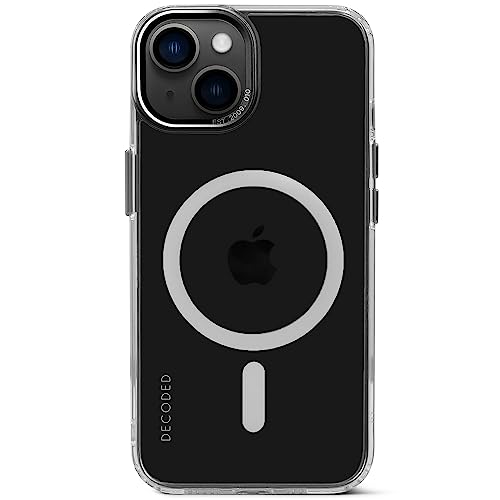 DECODED Coque de Protection Transparente Premium pour iPhone 14/13 – Testé par Apple – Plastique recyclé – Protection optimale – Touches en métal – Coque de Protection pour téléphone Portable