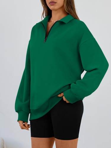 Image of Trendy Queen Women's Oversized Sweatshirts Half Quarter Zip Fleece Sweaters | Soft Cozy Zip Pullover, Comfort Warm Sweaters for Fall Winter, Fashion Mock Neck Outfits