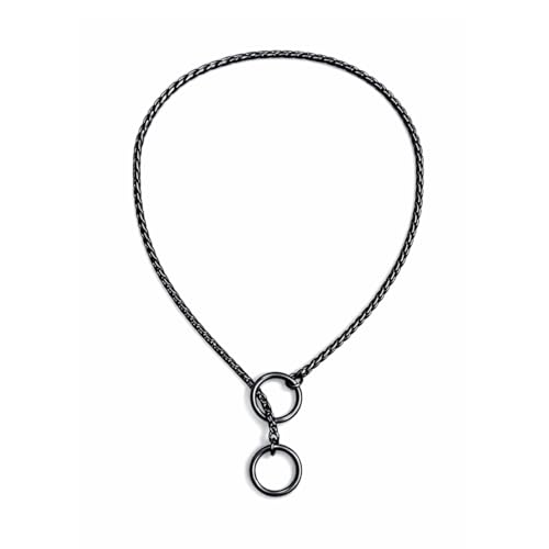 Image of Heavy Duty Choke Swivel Metal Dog Chain - Durable Training Collar with Strong Links & 360 Swivel for Medium & Large Dogs (Snake Chain 49cm /4 MM - Black)