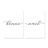 Art impression Images minimaliste bonne nuit noir et blanc affiche toile peinture mur Art imprimer photos chambre intérieur décor à la maison 70x100cmx2 sans cadre