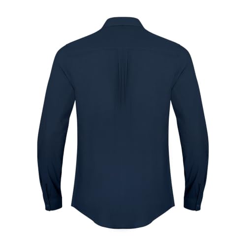 Image of JEKAOYI Mens Button Down Cotton Linen Shirts Casual Long Sleeve Beach Tops