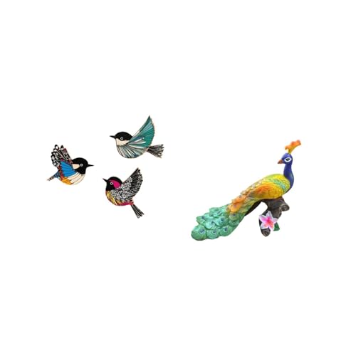 Fenteer Bird Wall Hanging Wooden Bird Wall Art Wood Flying Birds Wall Decor Wooden Sign Wall Hanging Decor Resin Material Suitable for Living Room Bedroom Gar
