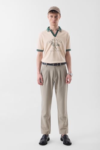 Image of SNITCH Men Formal Trousers | Slim Fit Pleated Front Design | Durable Polyester Blend with Medium Stretch | Perfect for Office & Formal Occasions