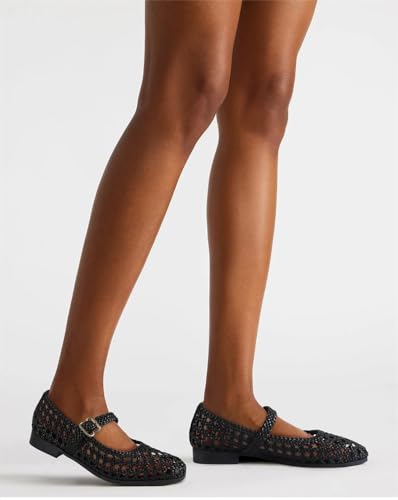 Image of DOEYG Mesh Ballet Flats Shoes for Women Leopard Animal Print Mary Jane Flats Shoes Square Toe Dress Casual Comfortable Velvet Ballerina Shoes