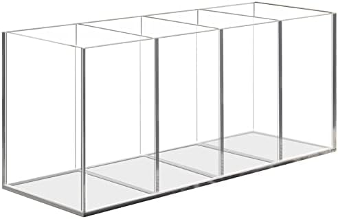 Uquelic Transparent Acrylic Pencil Holder, 4 Compartments Multifu...
