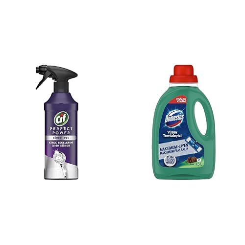 Cif Power Perfect Kireç & Pas Sökücü Sprey 435 mL (1 X 435 ml) ve Domestos Yüzey Temizleyici Yoğun Kıvam Çam 1500 ml