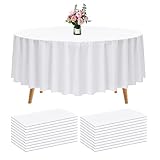 Pesonlook 20 Pack White Round Table Cloth 96" Plastic Disposable Round Table Cover Premium Table Clo