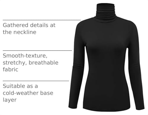 Image of AUHEGN Women's Long Sleeve Lightweight Turtleneck Top Slim Fit Pullover T-Shirt (S-XXL)