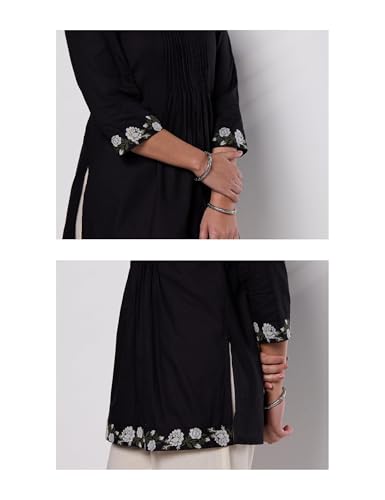 Image of Amazon Brand - Myx Women Pure Cotton Embroidered Short Kurti | Tunic | Short Kurta (Available in Plus Sizes)