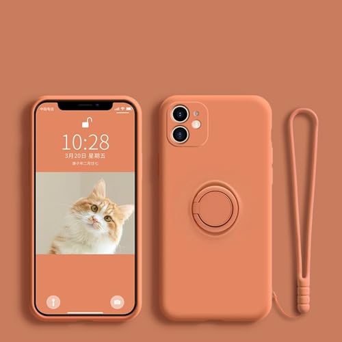 Coque silicone magnétique pour iPhone 15 Pro, compatible iPhone 16 14 13 sangle orange