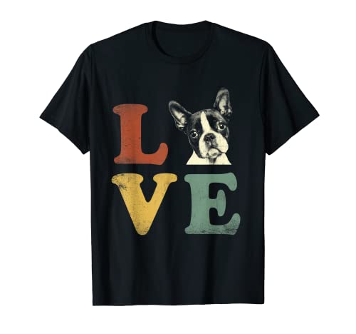 I Love My Boston Terrier Shirt For Dog Lovers Retro T-Shirt