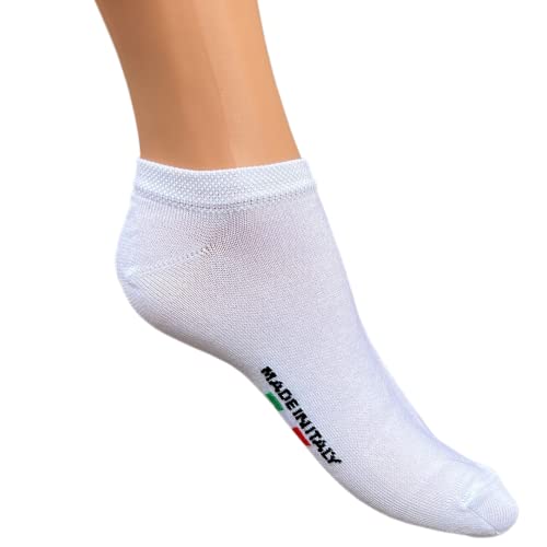 6 Paia Calzini Fantasmini Uomo Donna In Puro Cotone Filo di Scozia 100% Elasticizzato Made in Italy (35-40, Fantasmino Bianco)