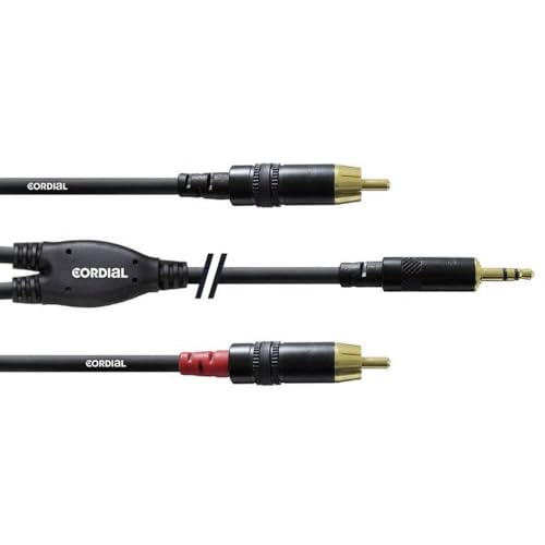 Cordial - Cavo Y Stereo, Mini Jack Trs/2X Rca Maschio Rean 1,5 M, Nero