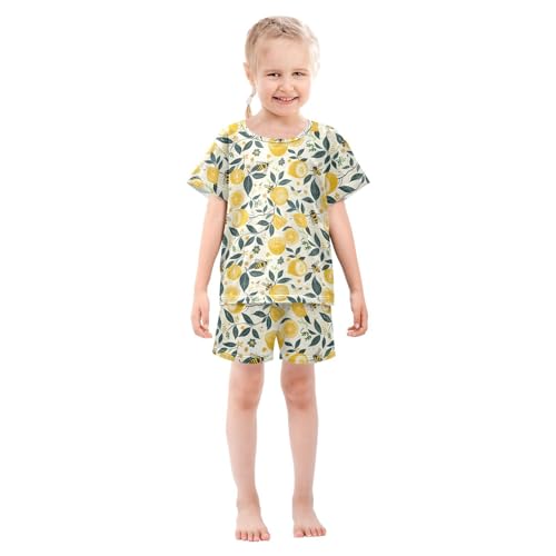 ALAZA Lemon Bee Pajama Set Short Sleeve Sleepwear Soft Lounge Nightwear3