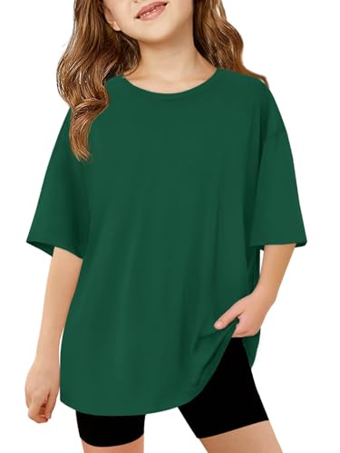 Image of Haloumoning Girls Short Sleeve T-Shirts | Kids, Summer,Girls shirts,Oversized t shirts,Girls T-Shirts,Oversized Tops, Casual Crewneck, Basic Tees 5-14Y
