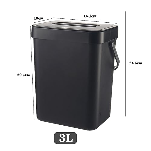 DASIAUTOEM Biomülleimer Küche, 3L Abfalleimer mit Deckel, Mülleimer Küche, Komposteimer Küche, Windeleimer Geruchsdicht Arbeitsplatte, Aufhängen Komposteimer für Küche, Zuhause, Bio Mülleimer klein
