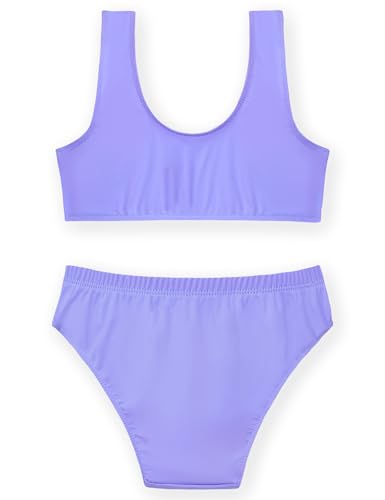 Image of Girls' Swimwear Sports Bra Swimsuit Bikini for Juniors 12-14 Years Old Purple Teen Two Piece Bathing Suits
