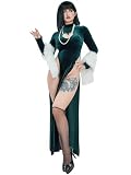 Mobbunny Anime Cosplay Dress with Velvet Bodycon, High Slit, Shawl, Stockings and Necklace