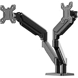 WK-MSP2, Suporte Duplo Ergonômico Articulado de Mesa com Pistão a Gás, Design Compacto e Retrátil para Monitores de 12'' a 32'', Suporta de 2kg a 10kg, Preto