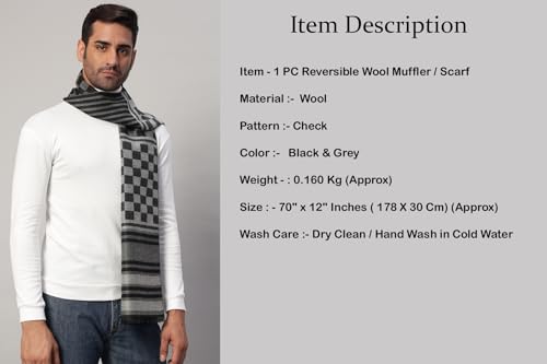 Image of Ravaiyaa - Attitude is everything Men's Reversible Stripe Pattern Winter Wool Scarf, Muffler 72 inchx12 inch Inch