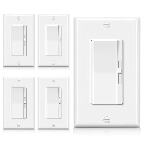 BESTTEN 5 Pack Super Slim Dimmer Light Switch for 300W