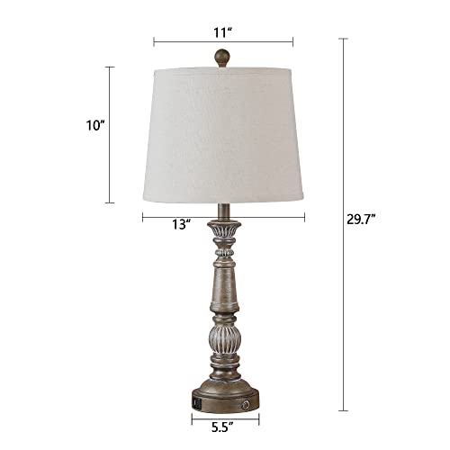 Bzzmmb 29.7" Tall Table Lamp Set Of 2, Nightstand Lamp With Usb Charging Port, 3 Way Touch Control Table Lamp For Living Room And Bedroom（Led Bulbs Included） #TOP5
