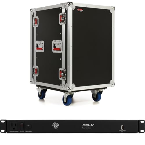 Gator G-TOUR 16U CAST ATA Rack Case: Durable 9mm Plywood with Casters & Power Conditioner - Secure 17