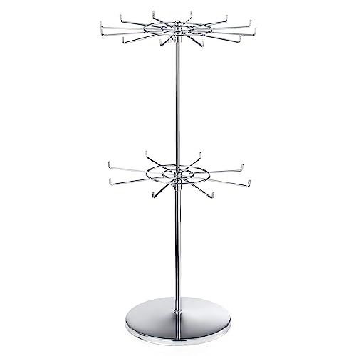 APL Display Dual Adjustable (Total Height & Tier Heighs) CounterTop Spinner Display Stand, Heavy Duty 2-Tiers, Silver by APL Display - Used condition - US$21.74
